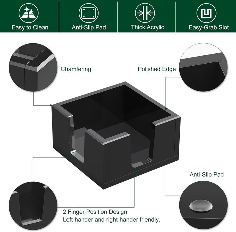 BOSSCASA Acrylic Sticky Note Holder, Self-Stick Note Pad Holder W/O Pads - Note Dispenser Memo Pad Holder Desk Organizer for School Office Home (3''x3'' Black) - Image 3